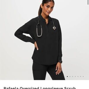 Figs Black Long Sleeve Scrub Top